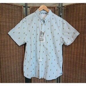 Denim & Flower Ricky Singh Size L Mens Shirt Short Sleeve Casual Pineapple NEW